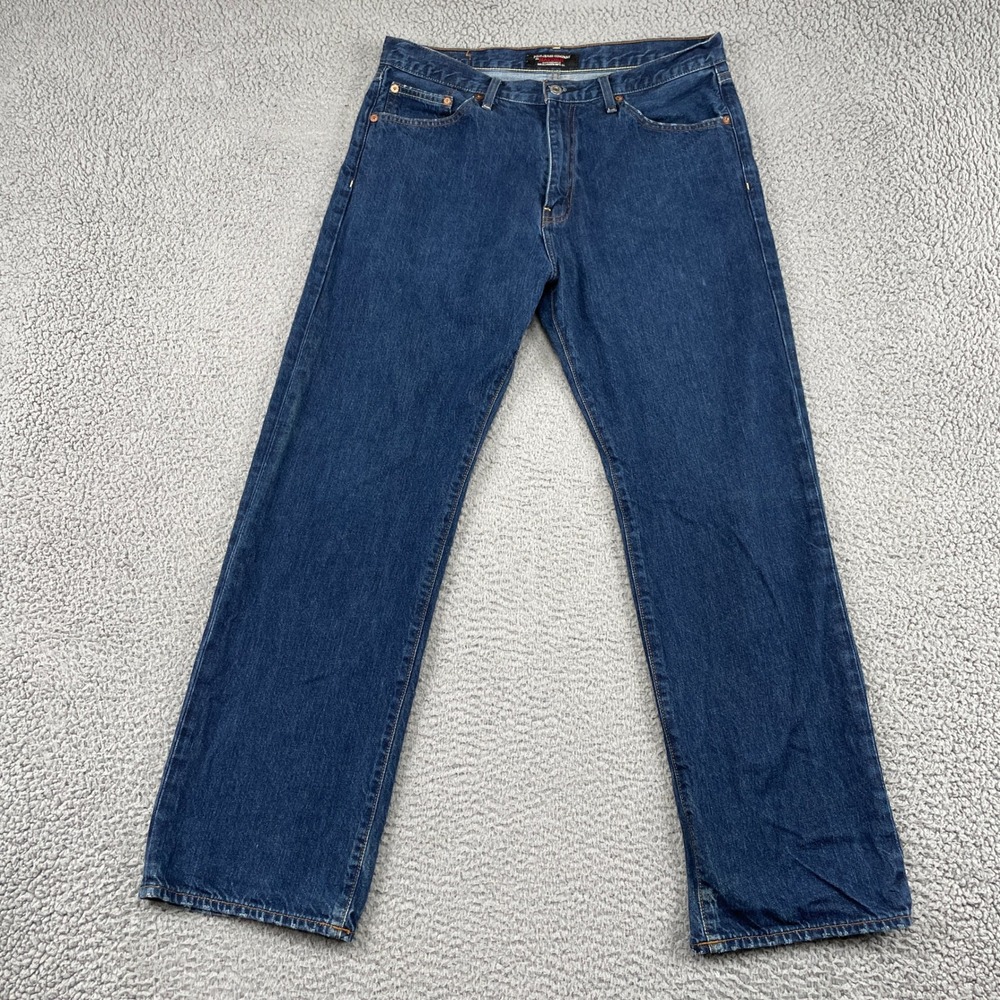 Polo Jeans Co Mens 32x30 Blue Hayden Straight Leg Grinding Jeans 7925YAN1307